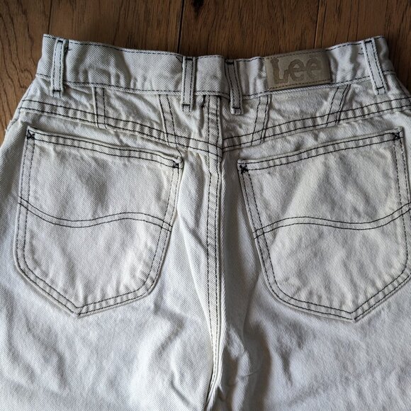 Lee Vintage 100% Cotton Women Mom Jeans High Rise Ivory Beige White 6 8 Petite - Picture 4 of 9